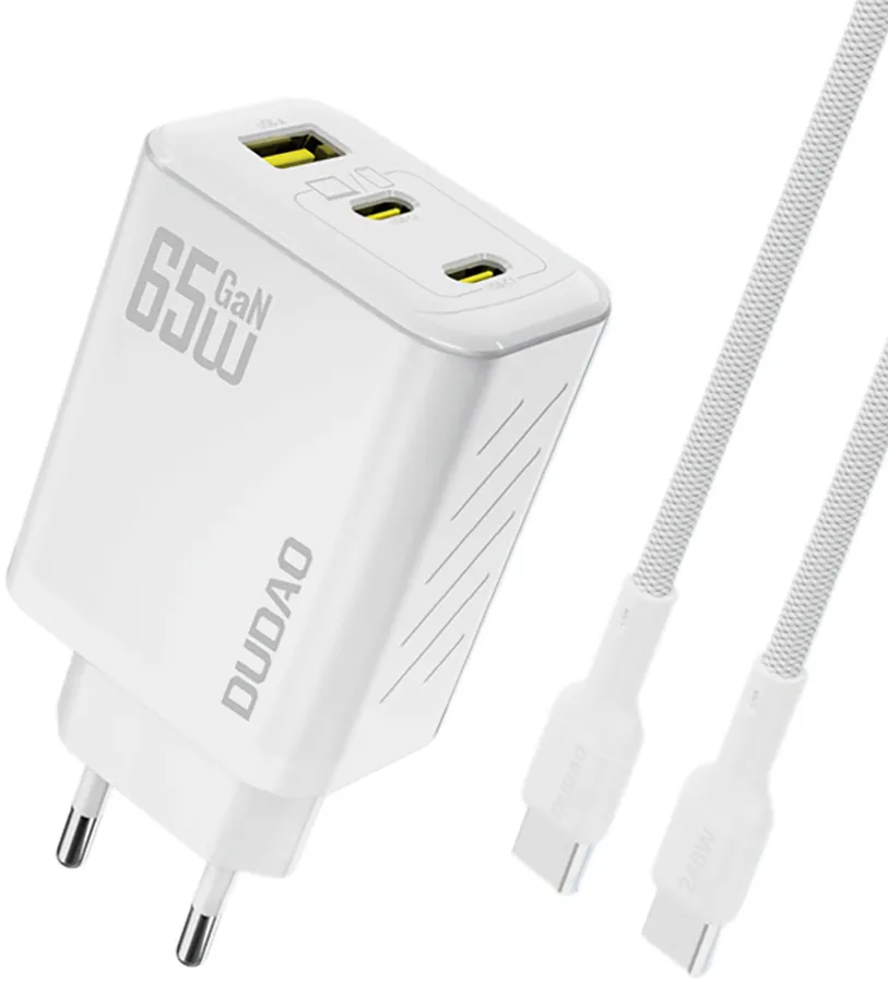 Dudao A29C 65W GaN Wall Charger + USB-C Cable - White