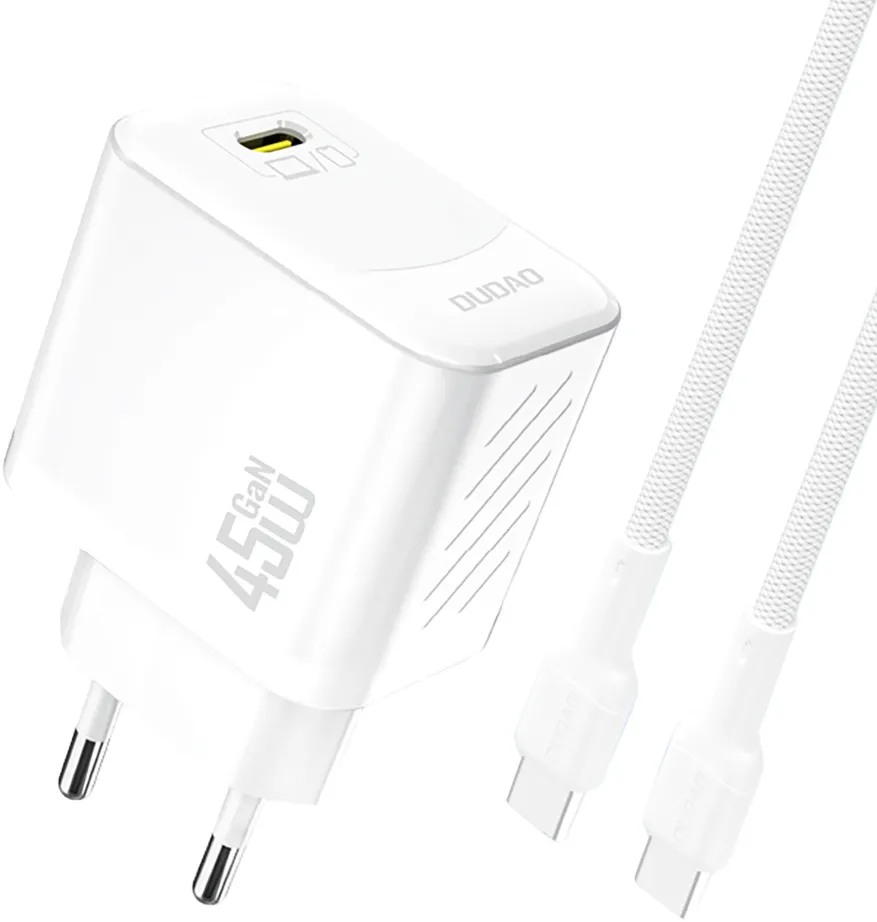 Dudao A28C 45W GaN Wall Charger + USB-C Cable - White