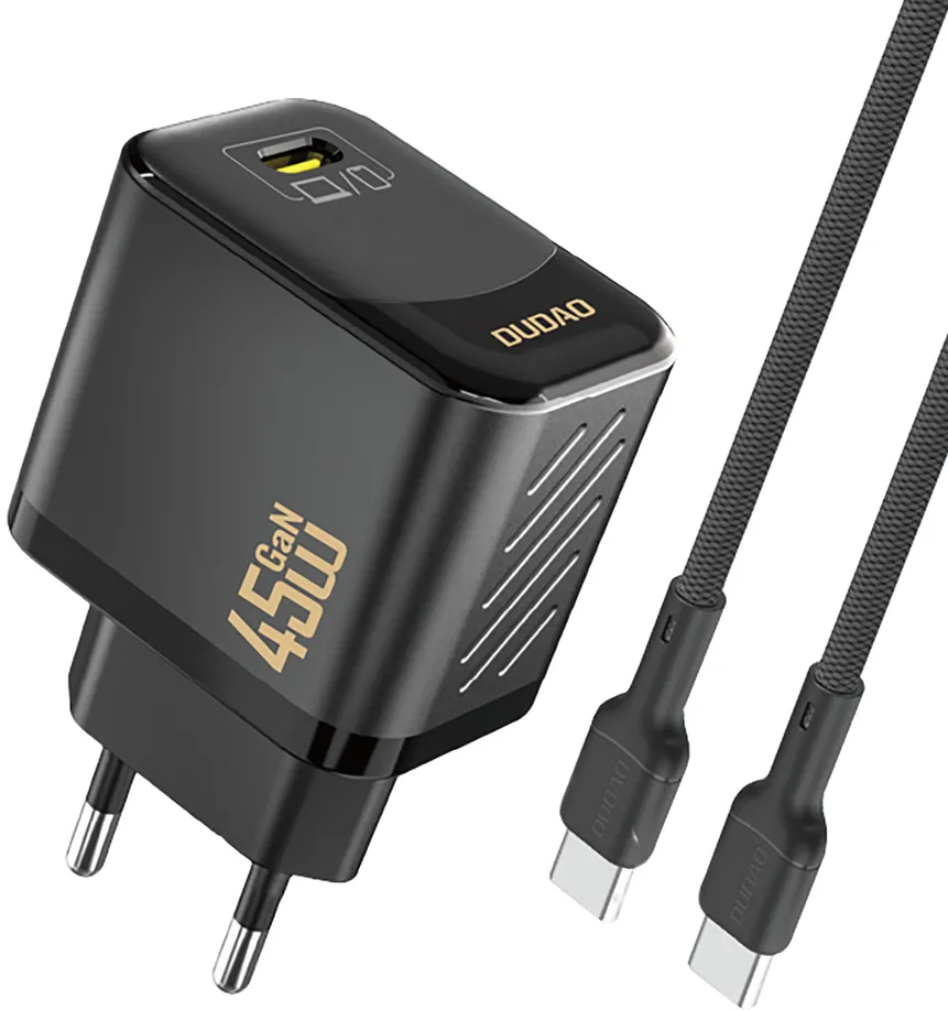 Dudao A28C 45W GaN Wall Charger + USB-C Cable - Black