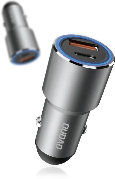Dudao USB / USB Car Charger Type C Power Delivery Quick Charge 22.5 W Gray (R4PQ)
