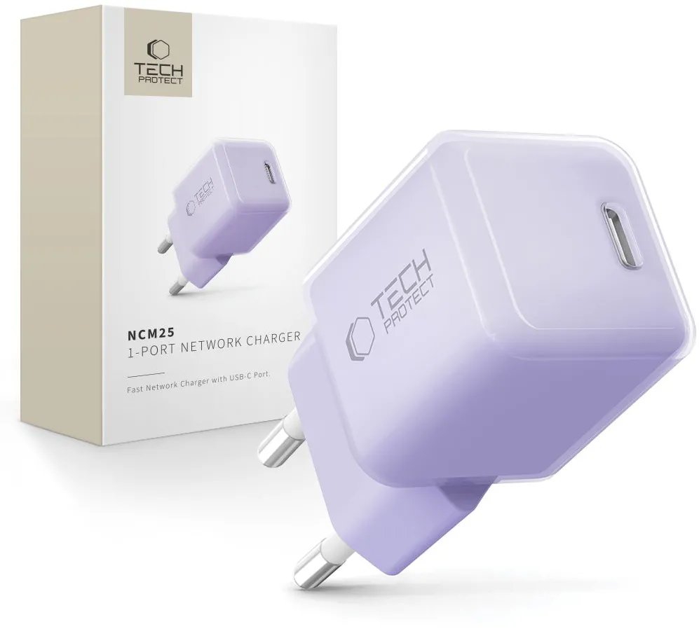 Tech-Protect NCM25 USB-C PD 25W Wall Charger - Purple