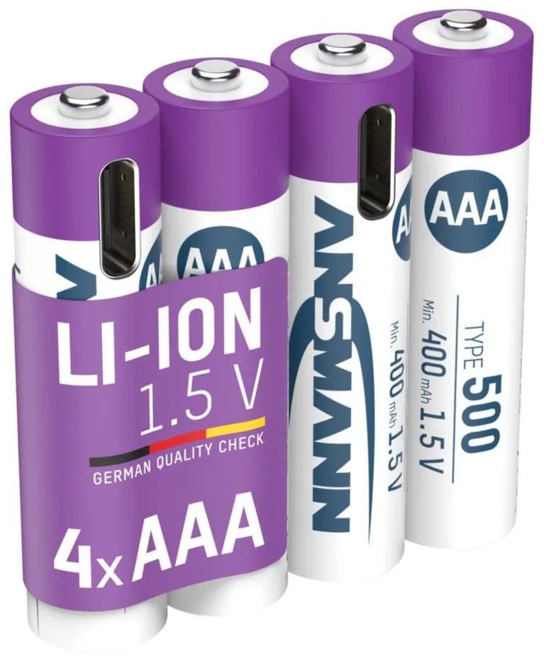 1x4 Ansmann Lithium Akku Micro AAA 400mAh + Cable     1311-0028