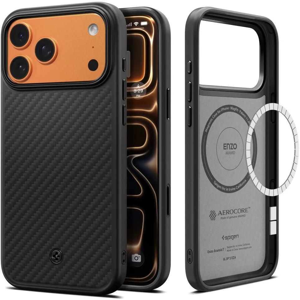 Spigen Enzo Aramid "T" MagSafe case for iPhone 17 Pro - black