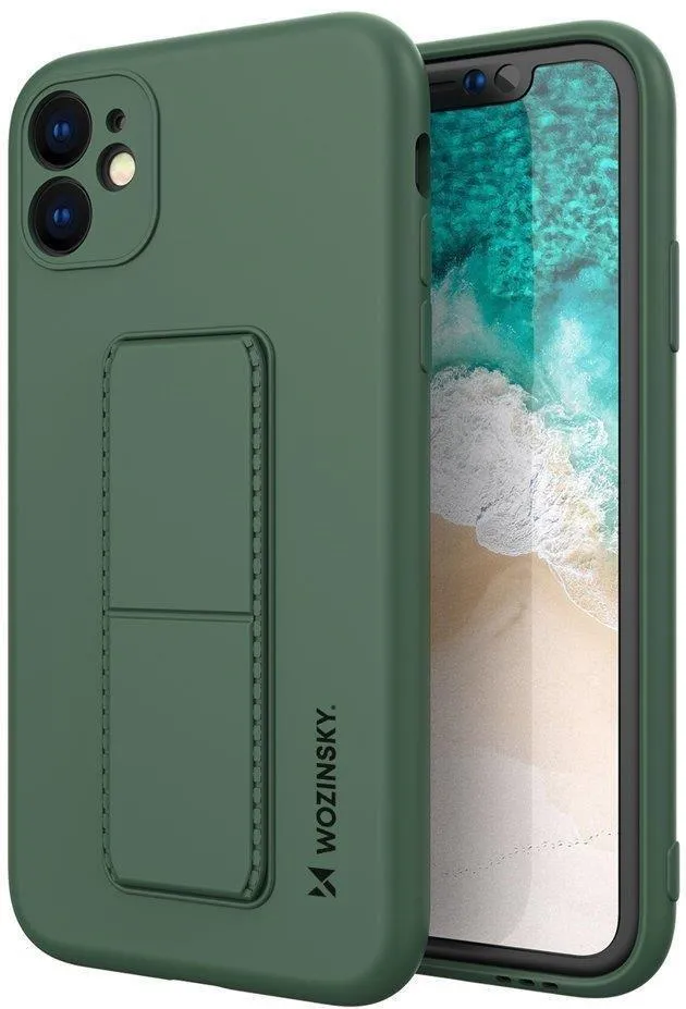 Wozinsky Kickstand Case silicone case with stand Samsung Galaxy A22 4G dark green