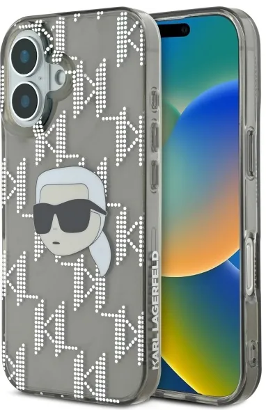 Karl Lagerfeld IML Karl Head Electroplated Case for iPhone 16 - Black