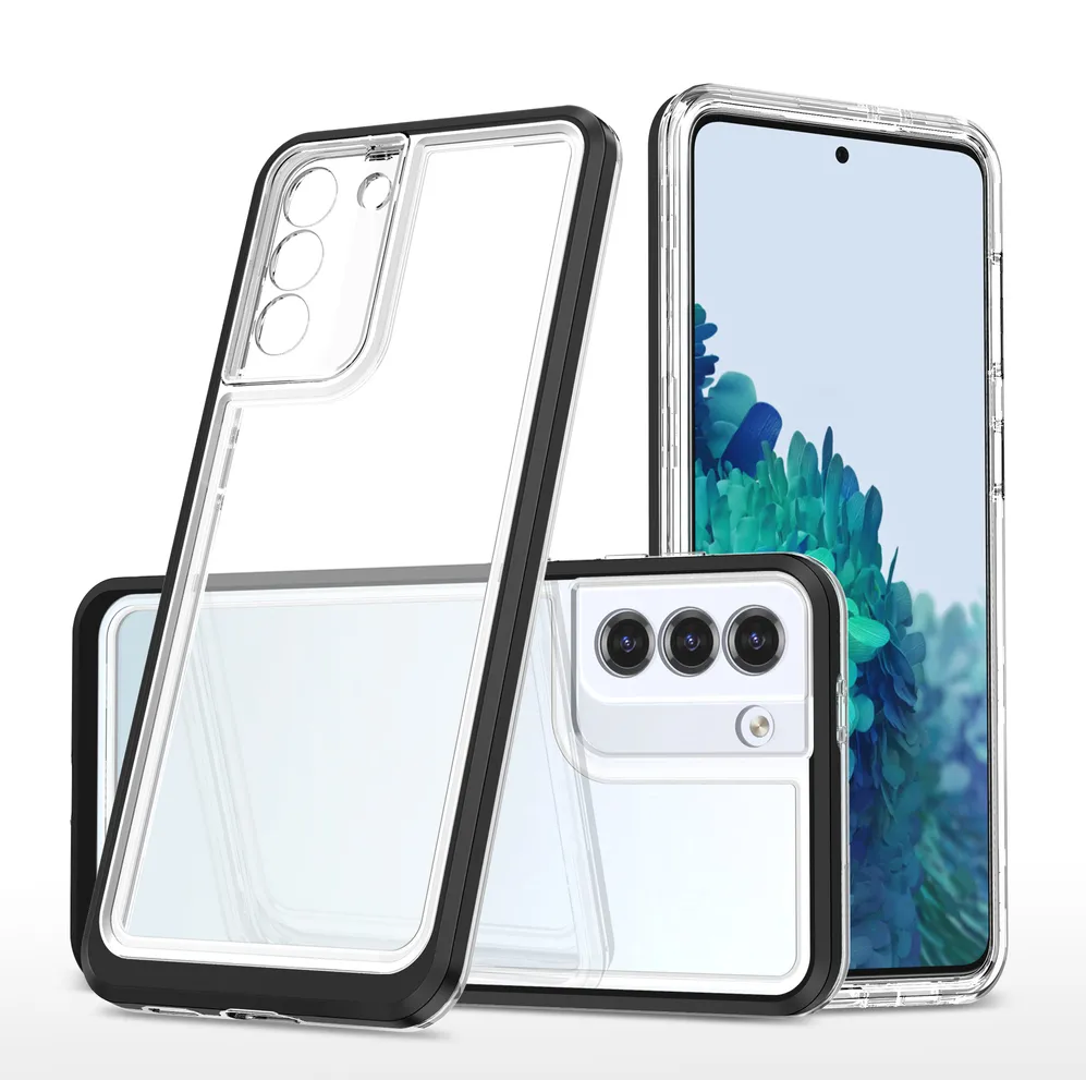 Clear 3in1 Case for Samsung Galaxy S22 + (S22 Plus) Frame Gel Cover Black