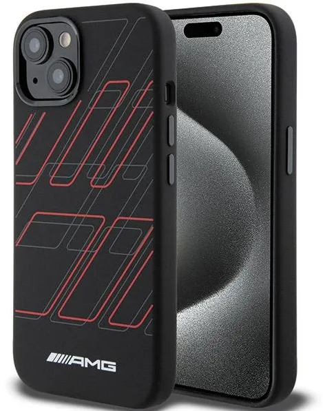 AMG Silicone Large Rhombuses Pattern MagSafe Case for iPhone 15 Plus / 14 Plus - Black