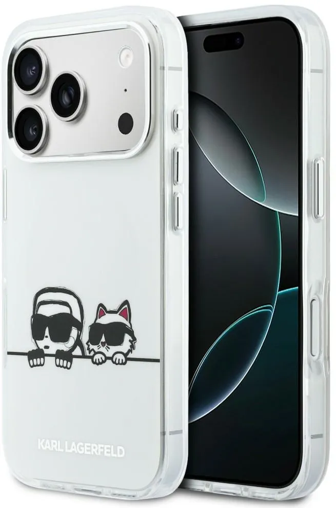 Karl Lagerfeld IML Karl & Choupette Peekaboo Logo MagSafe Case for iPhone 17 Pro Max - White