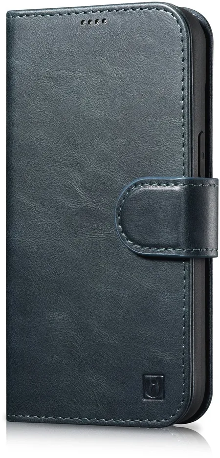 iCarer Oil Wax Wallet Case 2in1 Cover iPhone 14 Pro Anti-RFID Leather Flip Case Blue (WMI14220722-BU)