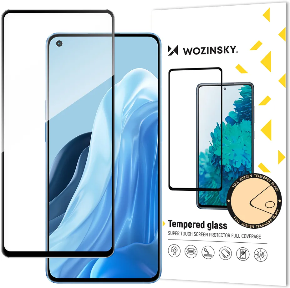 Wozinsky Tempered Glass Full Glue Super Tough Screen Protector Full Coveraged with Frame Case Friendly for Oppo Reno7 Pro 5G black