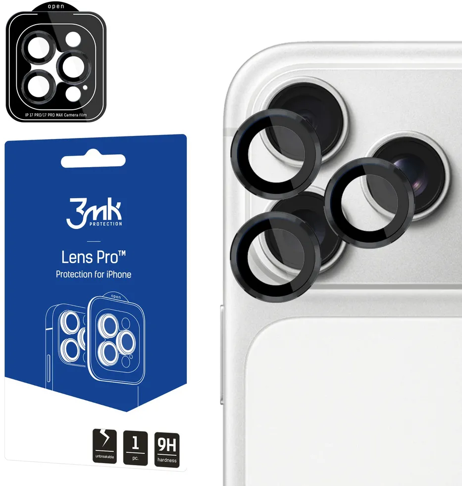 3mk Lens Protection Pro Camera Lens Glass for Apple iPhone 17 Pro /17 Pro Max - Black