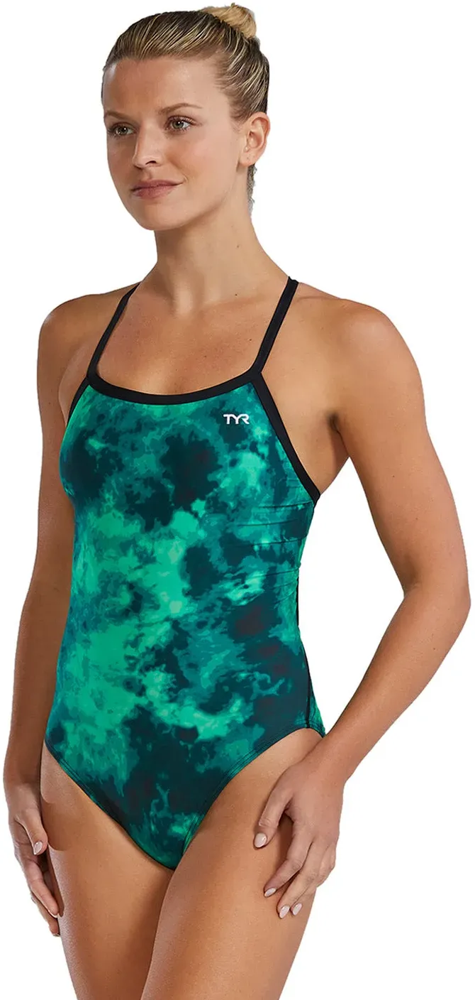 TYR - costum inot intreg pentru femei - Durafast Lite Diamondfit Miasma Swimsuit - Green - 32 (M)