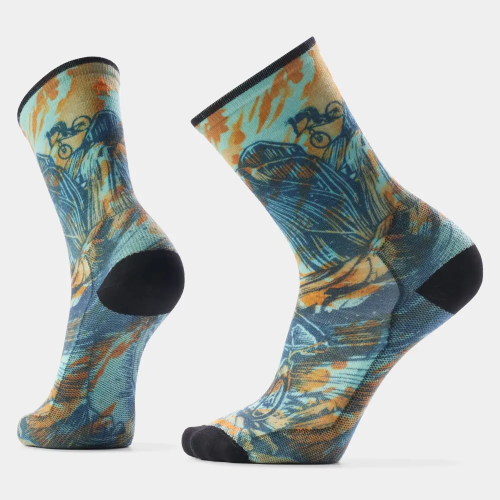 Smartwool - sosete merino - Crew | Zero Cushion | Bike Rugged Ride Print - Capri - XL (46-49)