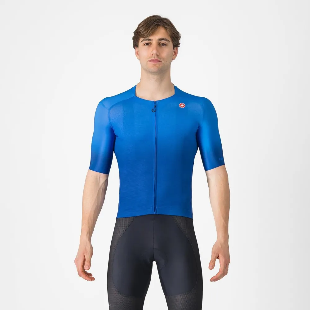 Castelli - tricou ciclism maneca scurta tailored fit cu protectie solara - Upf Jersey - albastru azzurro - XL