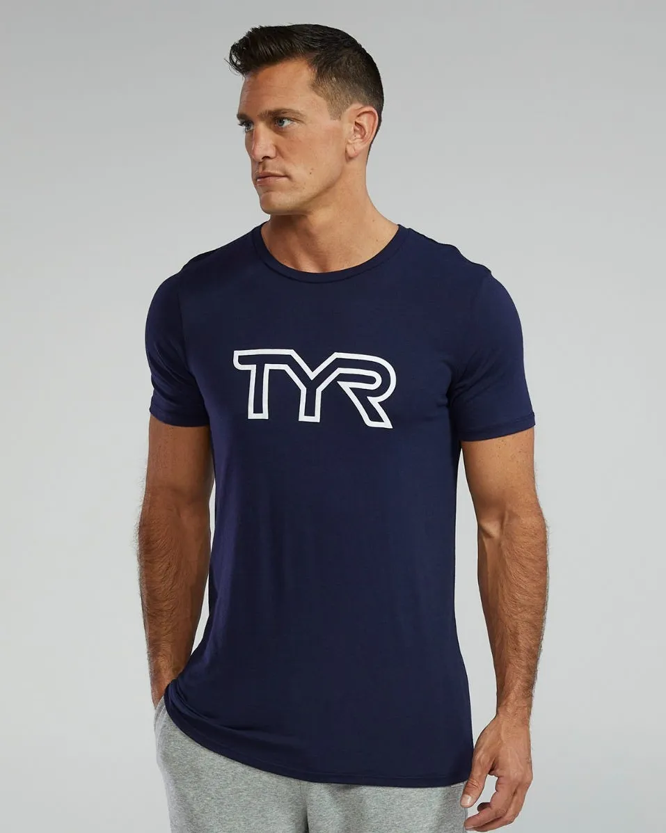 TYR - tricou tehnic - ULTRASOFT LIGHTWEIGHT TRI BLEND TECH TEE BIG LOGO - navy - 3XL