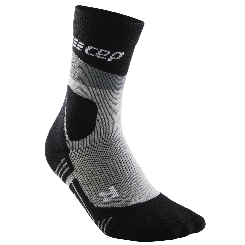 CEP - sosete compresie medii - max cushion hiking merino mid-cut - grey I black - IV