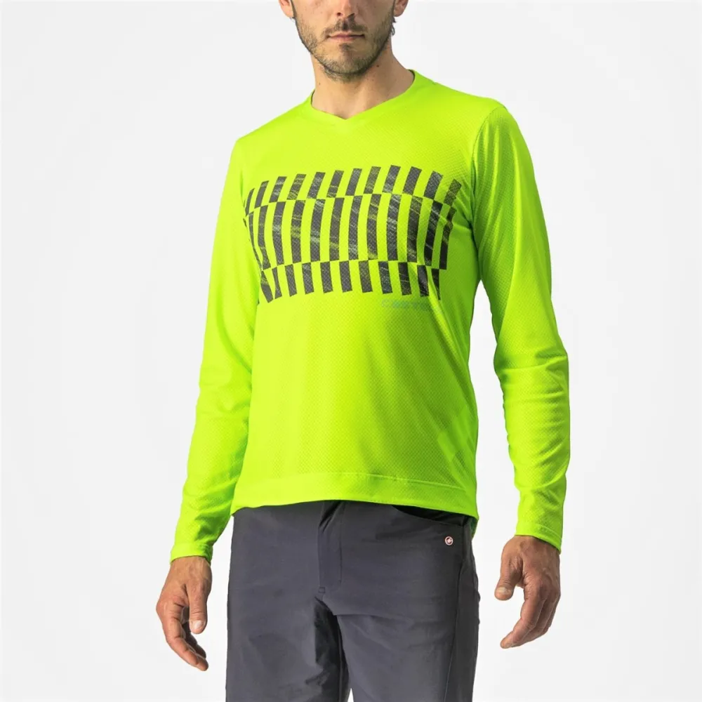 Castelli - tricou cu maneca lunga - Trail Tech LS Tee - galben fluo - nergru - XL