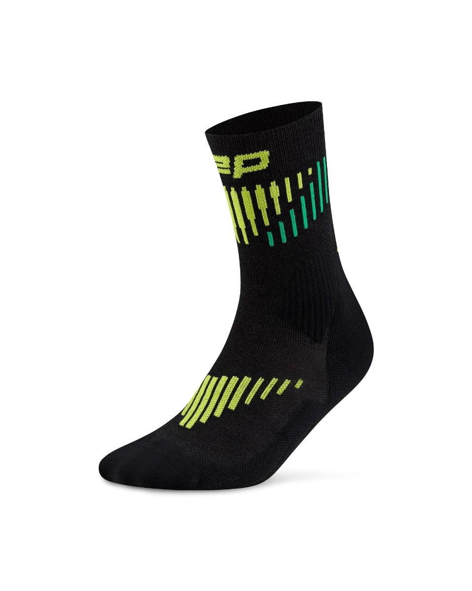 CEP - sosete compresie mid cut - Core Run Merino 3.0 - black | lime - IV (42-45)