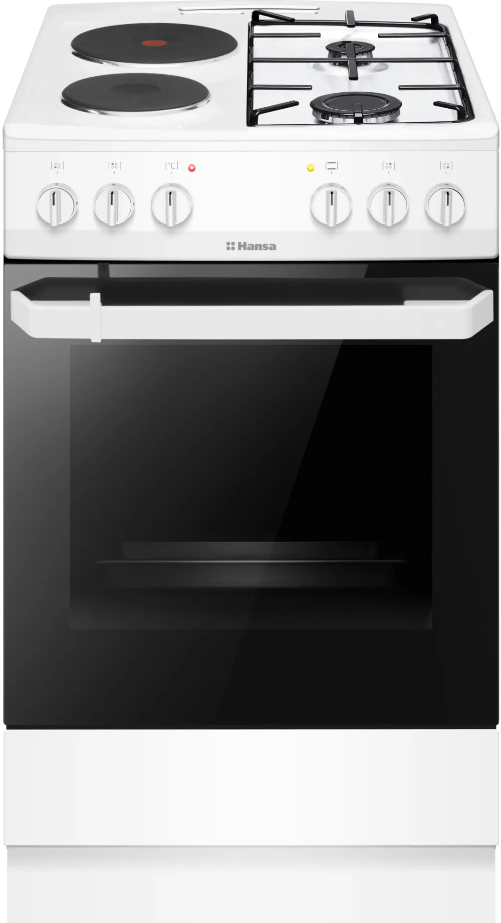 Aragaz Hansa FCMW58049, 3 arzatoare/ 1 zona de gatire, Mixt, Grill, Rotisor, Timer, Clasa A, 60 cm, Alb
