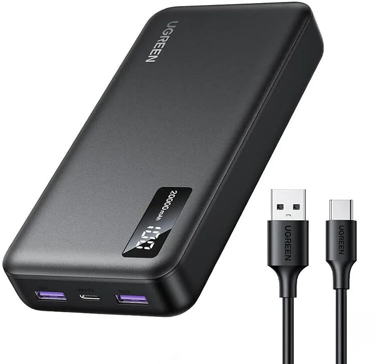 POWER BANK Ugreen "PB312", 20000mAh, 22.5W, 1 x USB Type-C input, 1 x USB Type-C output, 2 x USB output, Black / Space Gray