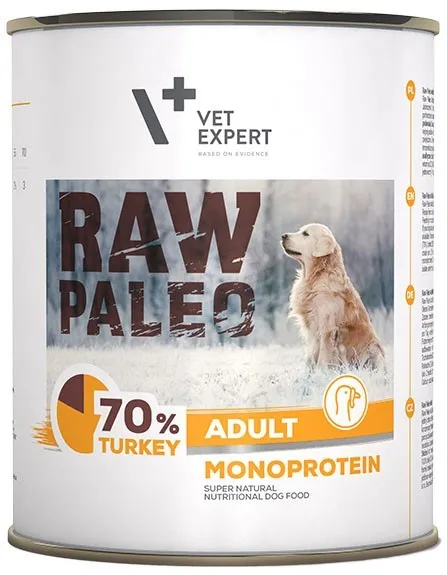 VETEXPERT Raw Paleo Adult Monoprotein Turkey - wet dog food - 800 g