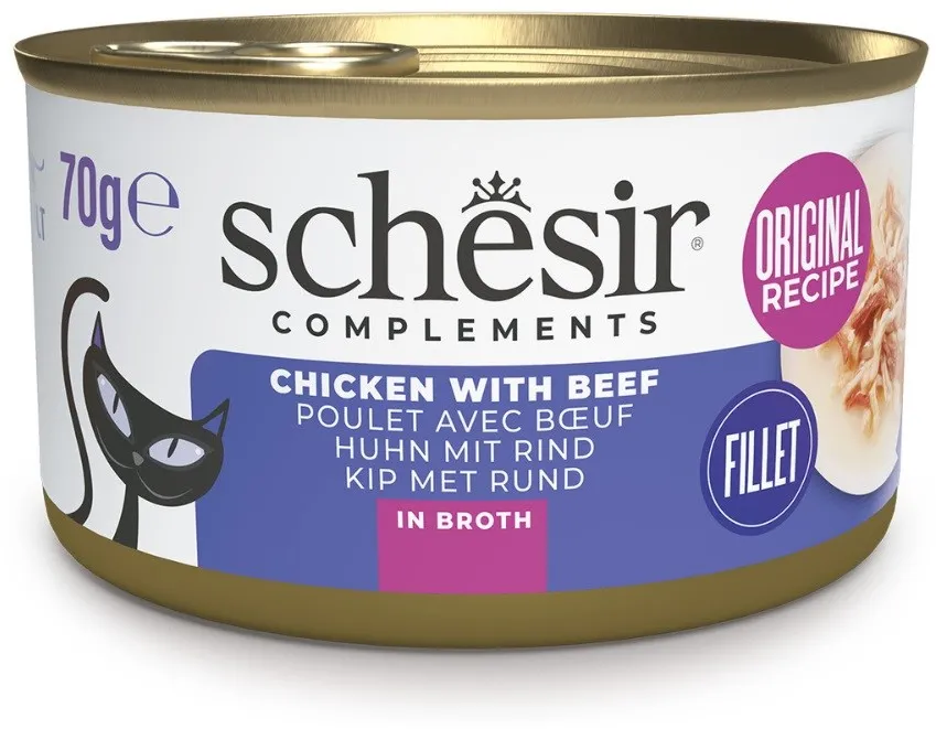 SCHESIR Chicken with beef in broth - wet cat food - 70g