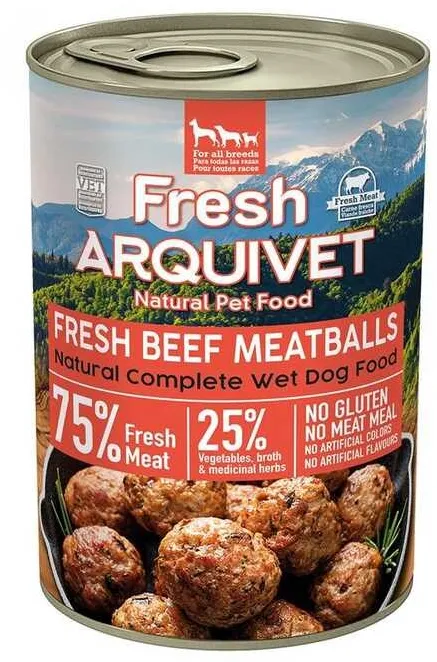 ARQUIVET Fresh Beef meatballs in sauce - wet dog food - 400g