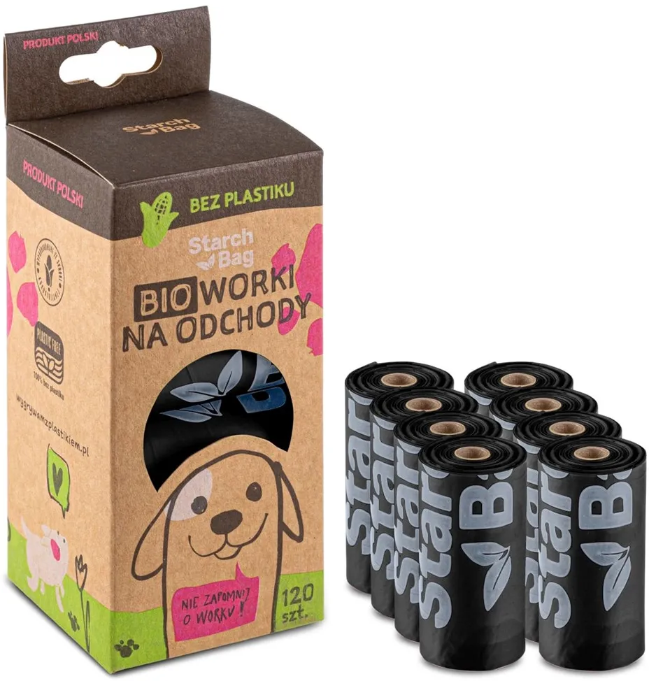 STARCHBAG BIO compostable poop bags black – 8x15 pcs