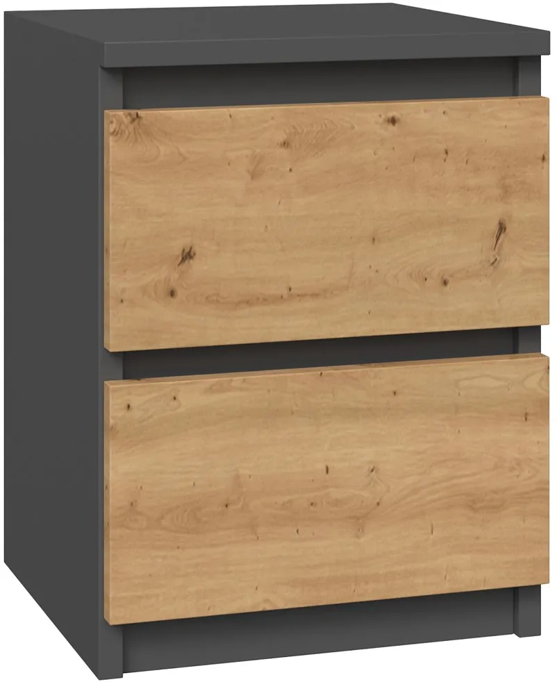 Topeshop M2 ANTRACYT/ARTISAN nightstand/bedside table 2 drawer(s) Anthracite, Oak, Wood