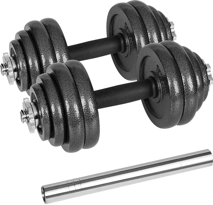 REBEL ACTIVE Adjustable dumbbells in a case 30 kg with a bar