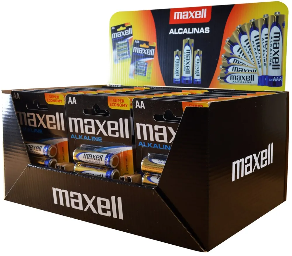 Maxell Alkaline LR6 AA 4-pack Display (30 blister packs/120 batteries)
