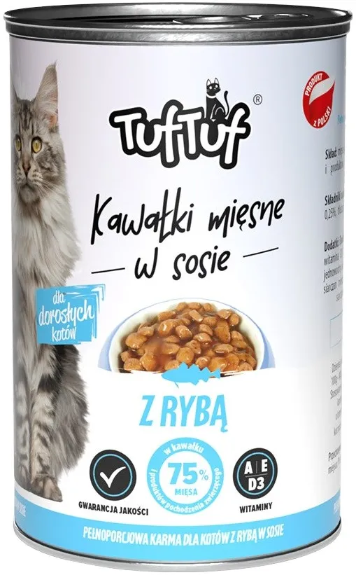 TUF TUF Pieces of meat in sauce with fish - wet cat food - 415g