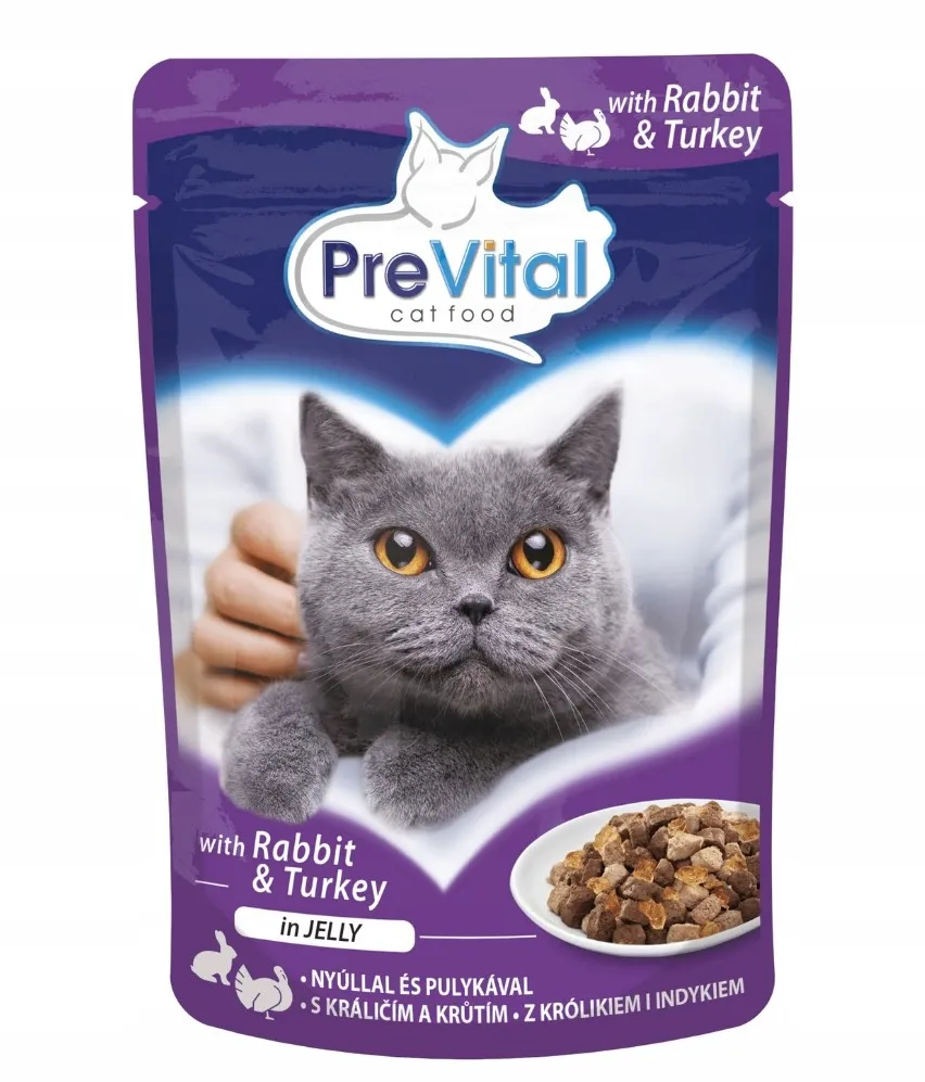 PREVITAL Turkey and rabbit in jelly - wet cat food - 100g