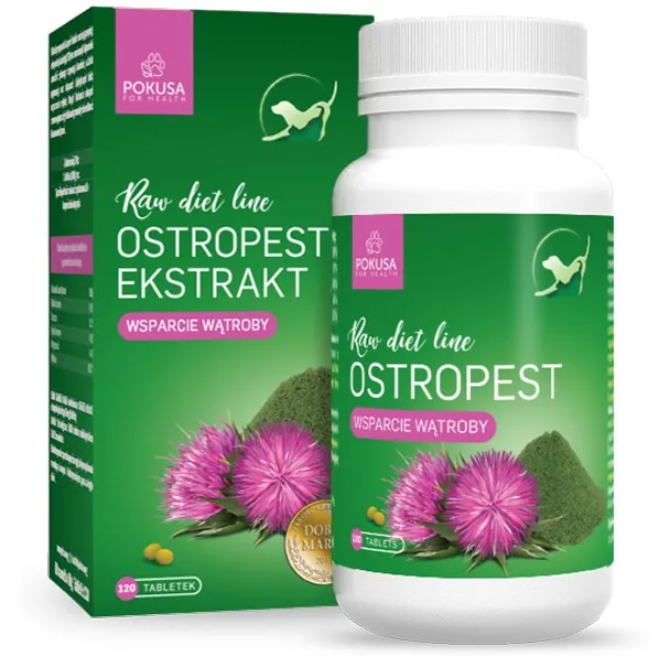 POKUSA RawDietLine Milk thistle extract - supplements for dogs and cats - 120 pcs
