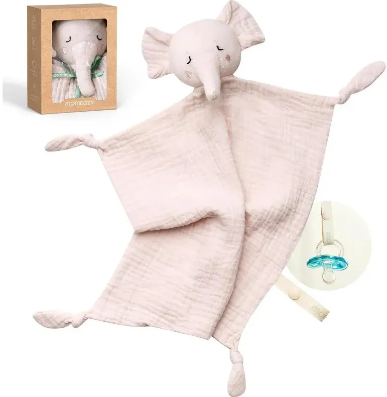 Momcozy cotton elephant comforter for babies, pink