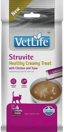 FARMINA Vet Life Cat Struvite Creamy treat with Chicken & Tuna box – cat treat – 4x15g