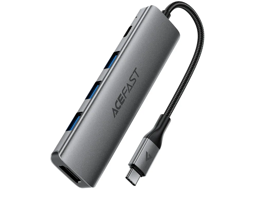 Acefast J16 USB Hub USB-C 5-in-1 HDMI 4K 60Hz PD90W Docking Station - Gray