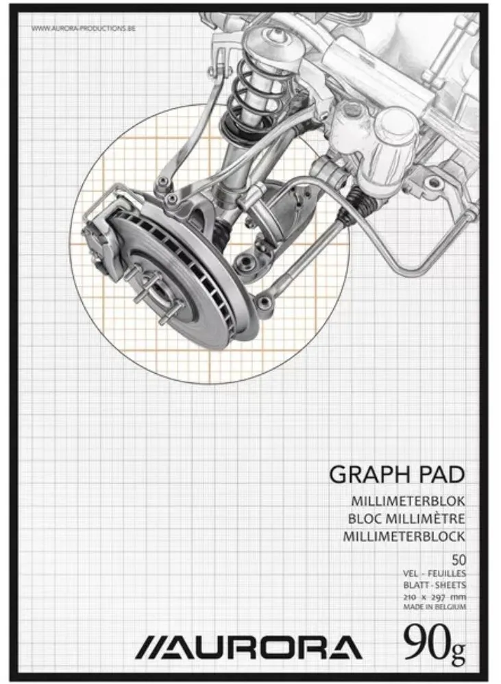 Hartie milimetrica A4, 50 file - 90gsm, AURORA Raphael - fond maro