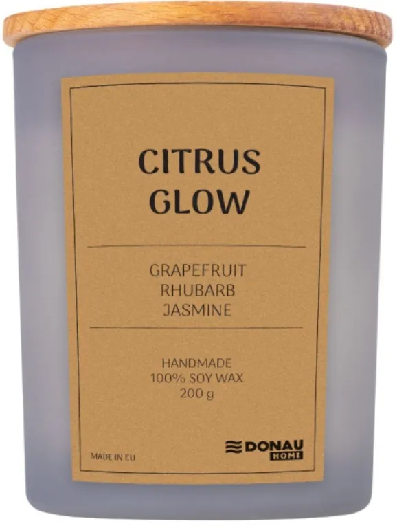 Lumanare in recipient de sticla, cu capac, 200gr, 40 de ore ardere, DONAU Home - Citrus Glow