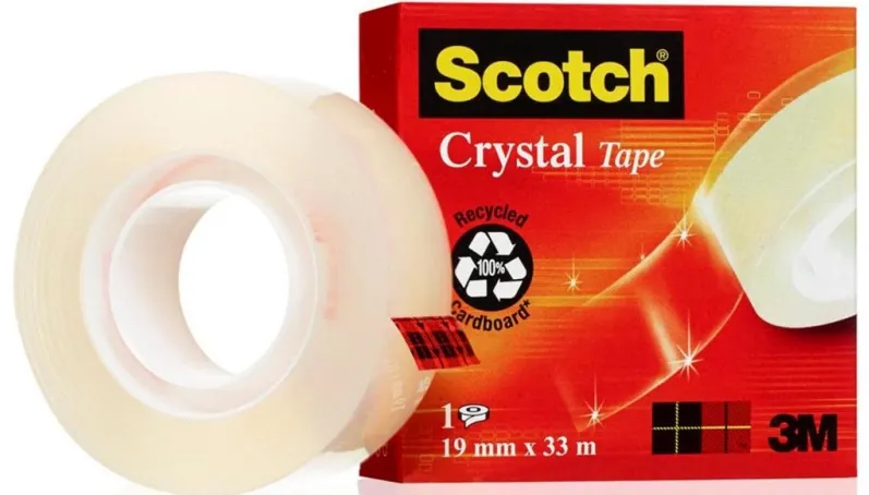 3M-Scotch Banda adeziva transparent cristal, se rupe usor, 19mm x 33m, 3M - SCOTCH Crystal