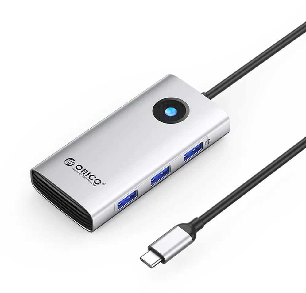 Orico PW11 6in1 USB-C Docking Station 3x USB-A 3.0 1x USB-C 3.0 1x USB-C PD 100 W 1x HDMI 4K 30Hz - Silver