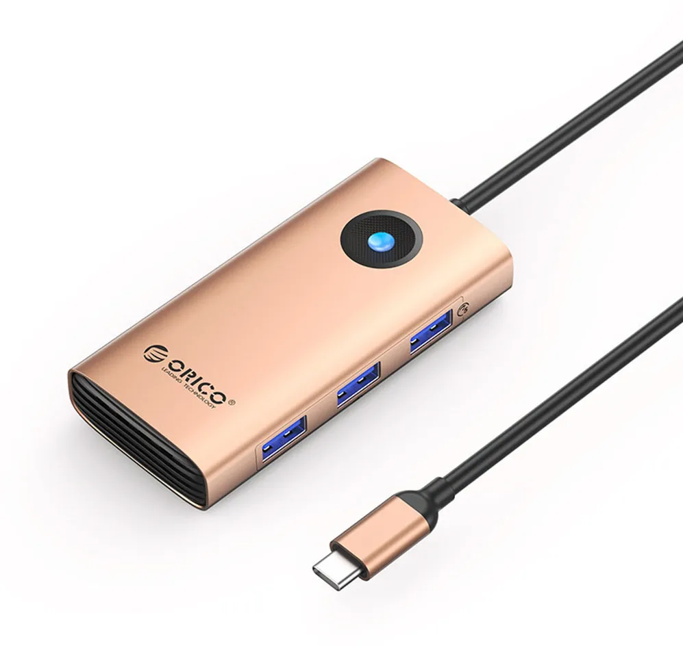 Orico PW11 6in1 USB-C Docking Station 3x USB-A 3.0 1x USB-C 3.0 1x USB-C PD 100W 1x HDMI 4K 30Hz - Rose Gold