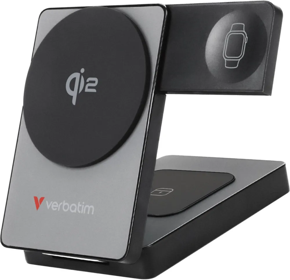Baterie externa VERBATIM Foldable 3-in-1 wireless magnetica 5000 mAh gri