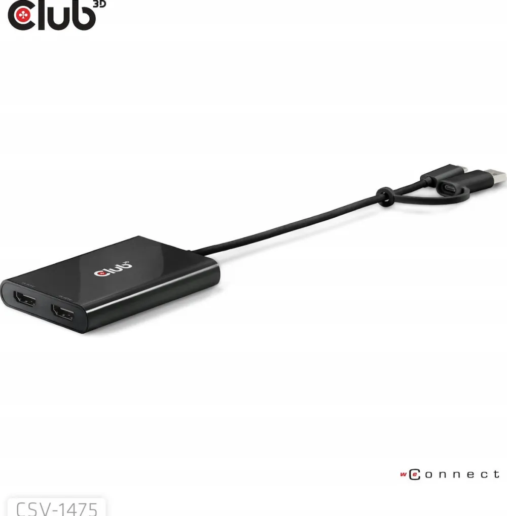 Adaptor CLUB 3D CSV-1475 USB-C (cu adaptor USB-A) la 2x HDMI 4K 60 Hz