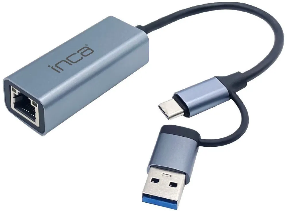 Adaptor retea cian technology INCA IUTP-01TX USB si USB-C la Ethernet