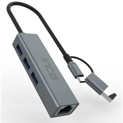 Adaptor retea cian technology INCA IUTP-03TX USB si USB-C la Ethernet 1000 Mbit/s
