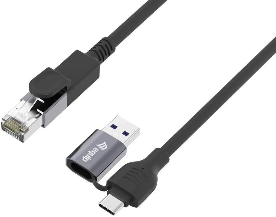 Adaptor retea EQUIP 133104 Gigabit USB-C si USB-A la RJ45 tata/tata 5 m negru