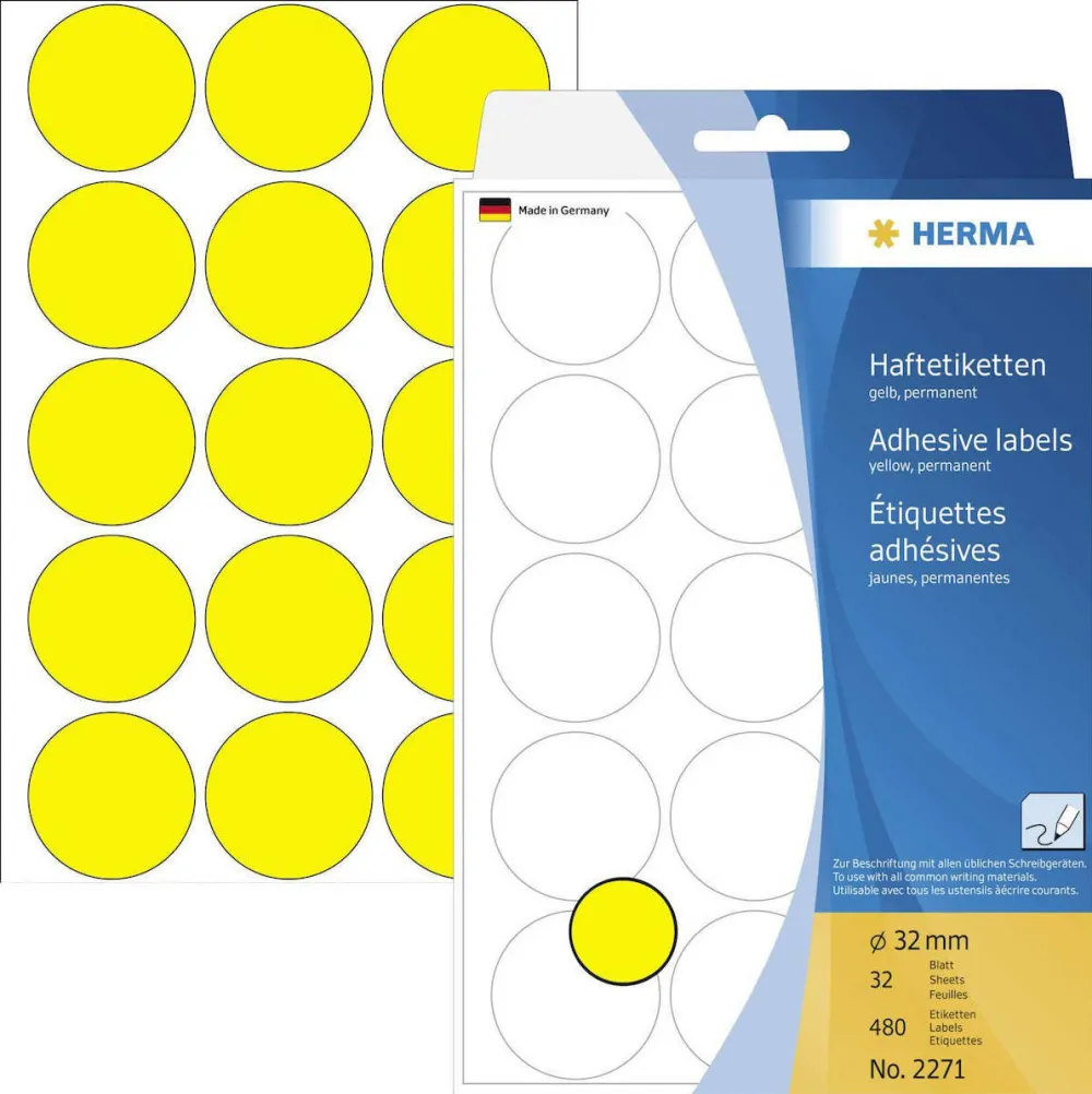 Etichete autoadezive Herma 2271 galben 32 mm