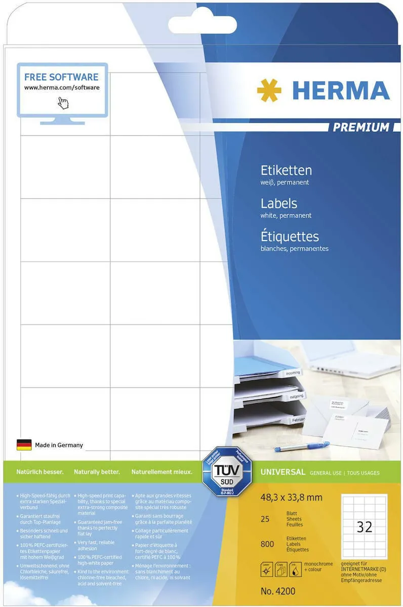 Etichete autoadezive Herma Premium 4200 A4 48,3x33,8 mm alb 800 buc