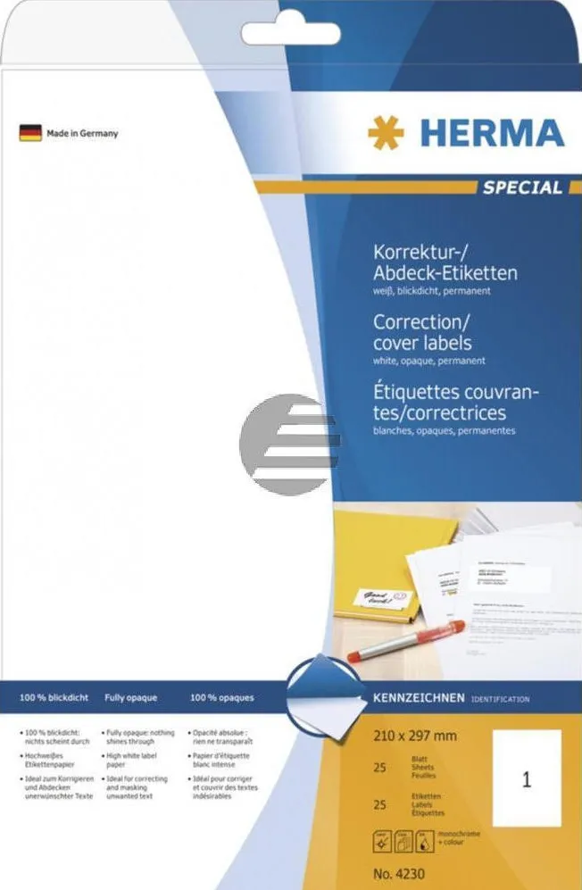Etichete autoadezive de acoperire opace Herma 4230 A4 210x297 mm alb 25 buc
